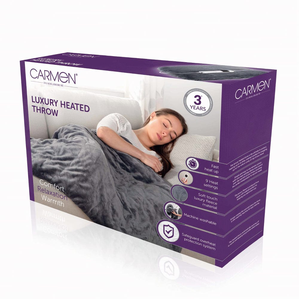 Carmen Electric Blanket Carmen Fleece Luxury Electric Fleece Heated Throw