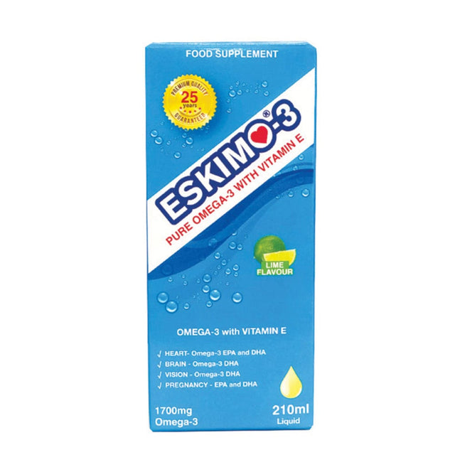 Eskimo-3 Vitamins & Supplements Eskimo-3 With Vitamin E Lime Flavour Liquid 210ml