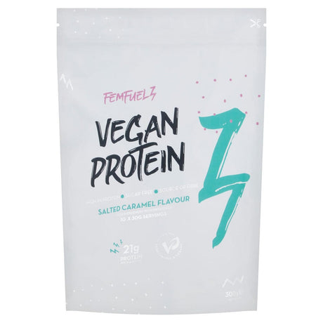 FemFuelz Protein Powder FemFulez Vegan Protein Salted Caramel Flavour 300g