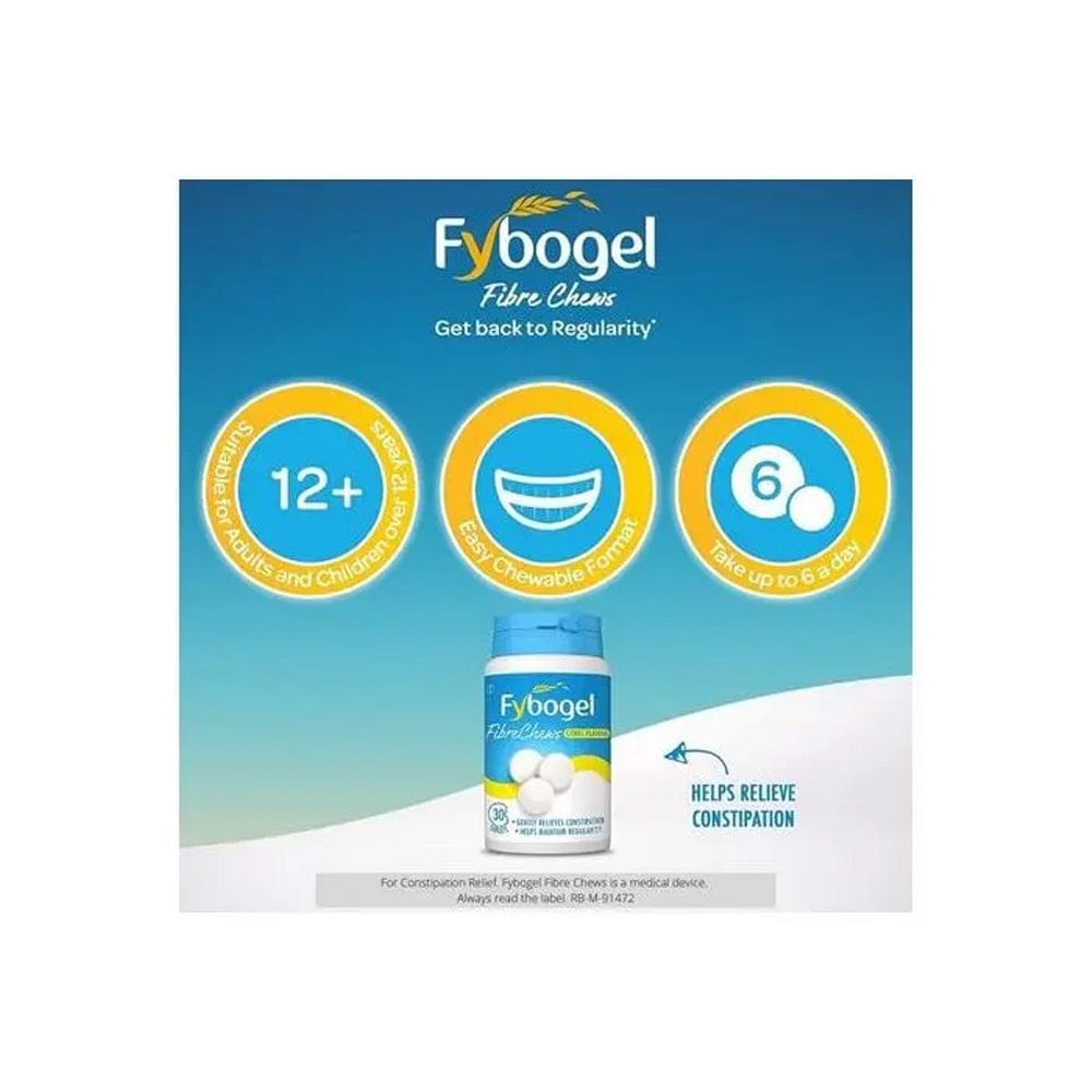 Meaghers Pharmacy Vitamins & Supplements Fybogel Fibre Chews Citrus Flavoured Chewable Tablets 60s