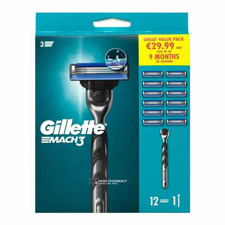 Gillette Mens Razor Gillette Mach 3 Blade Pack 1 +12