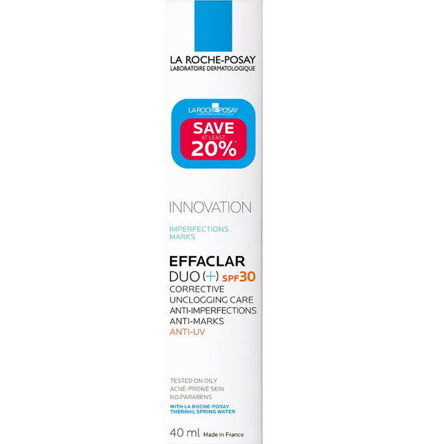 La Roche-Posay Moisturiser With Spf La Roche Posay Effaclar Duo+ SPF30 40ml Save 20%