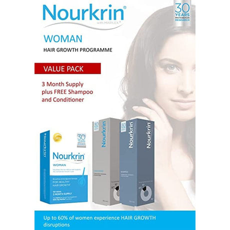 Nourkrin Hair Loss Treatment Nourkrin Woman 180 Tablets With Free Shampoo & Conditioner