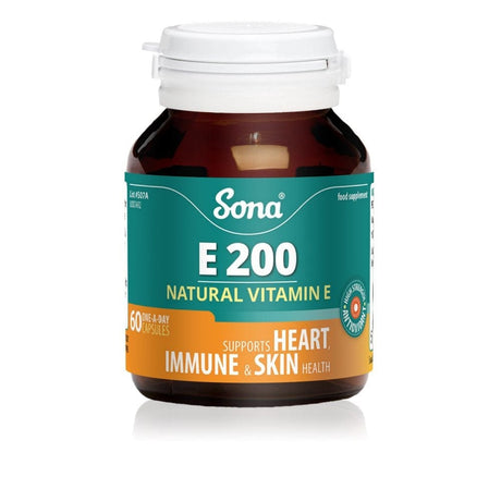 Sona Vitamins & Supplements Sona E200 Natural Vitamin E 60 Caps