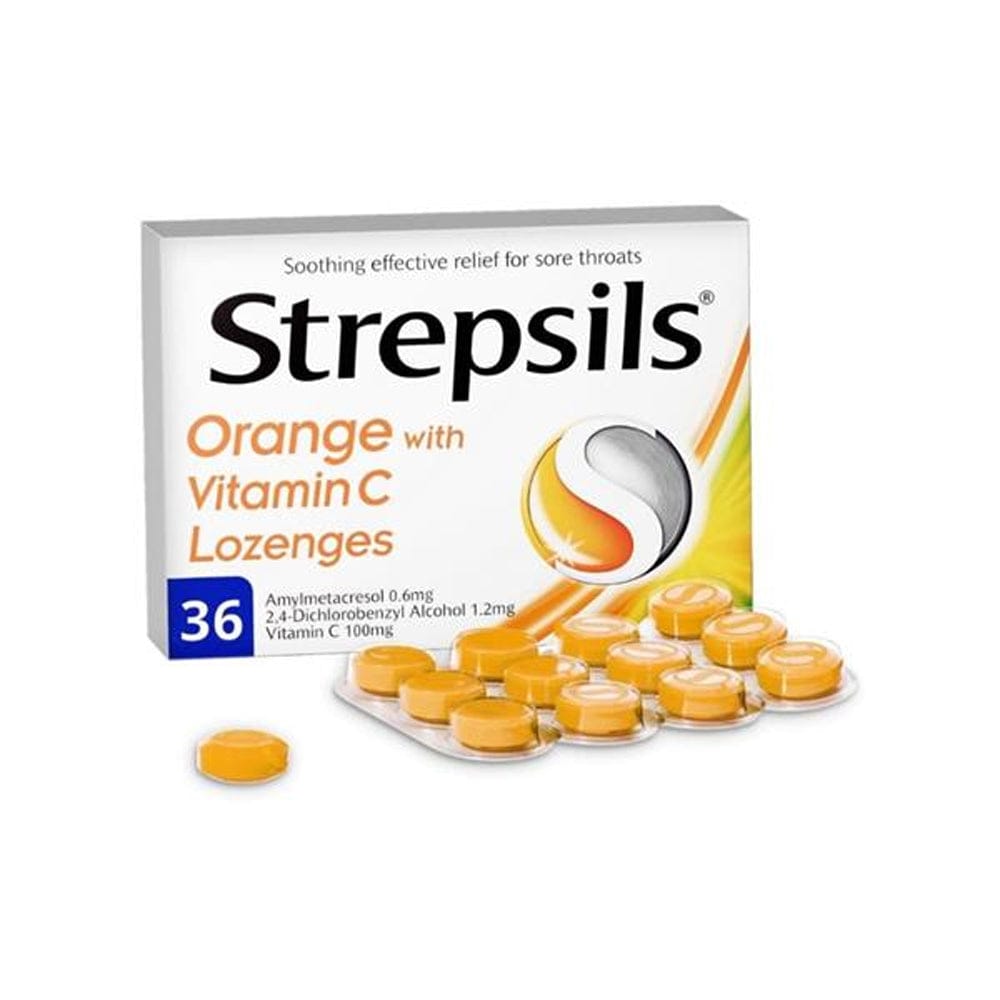 Meaghers Pharmacy Throat Lozenges Strepsils Lozenges Orange Vitamin C 36's