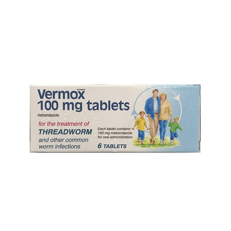 Meaghers Pharmacy Worm Infections Vermox 100mg Mebendazole Tablets 6s