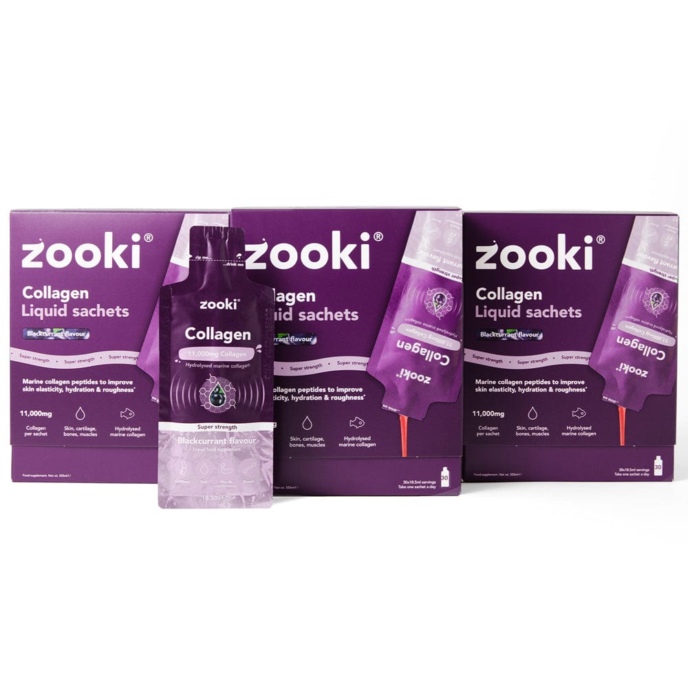 Zooki Vitamins & Supplements Zooki Collagen Super Strength Blackcurrant Trio Bundle 90 Sachets