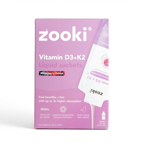 Zooki Vitamins & Supplements 14 Sachets Zooki Liposomal Vitamin D3 +K2 Mixed Berry