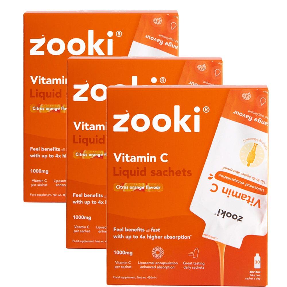 Zooki Vitamins & Supplements Zooki Vitamin C Citrus Orange Trio Bundle 90 Sachets