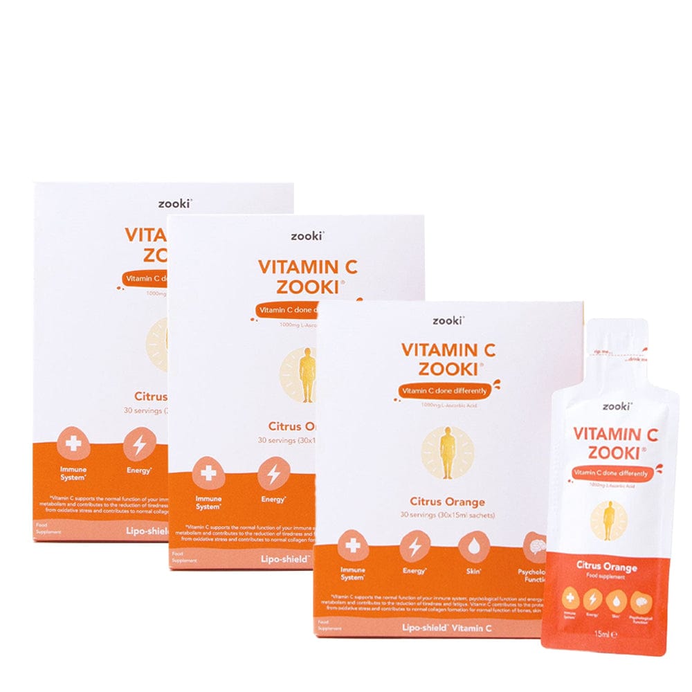 Zooki Vitamins & Supplements Zooki Vitamin C Citrus Orange Trio Bundle 90 Sachets